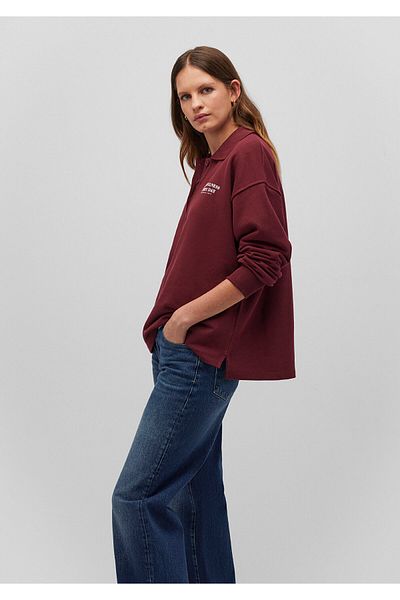 Mavi Long Sleeve Burgundy Polo T-Shirt Loose Fit / Loose Relaxed Fit 1613020 -70394