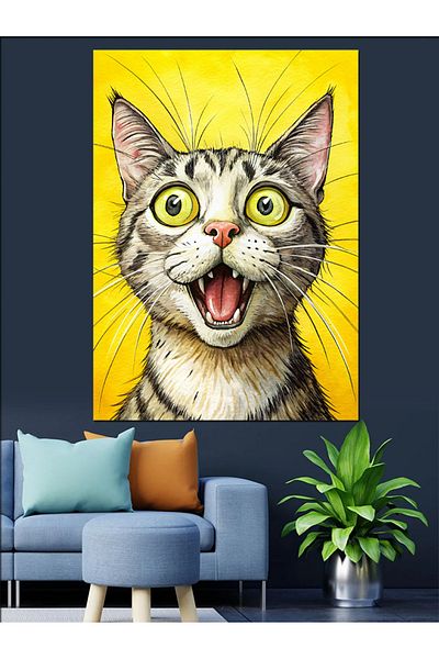 Tablomega Pânză decorativă Surprised Tabby Cat - Lemn MDF