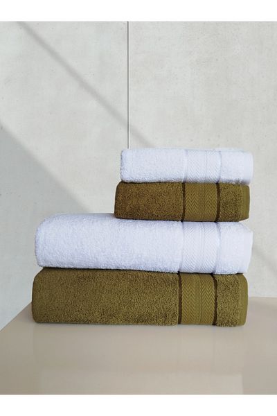 begenal home 100% Cotton 2 Pieces 100X150 cm Bath Towels and 2 Pieces 50X90 cm Hand Face Towels