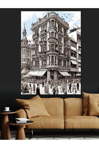 Tablomega Pânză decorativă Black White City - Lemn MDF
