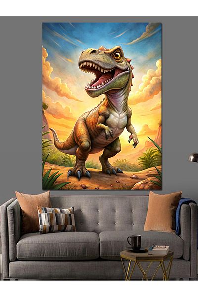 Tablomega Drăguț T Rex Decorativ Pânză în Natura - Lemn MDF Pictură