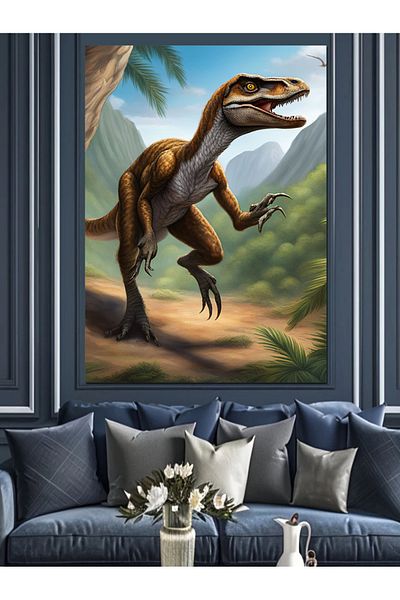 Tablomega Dinozaur T-Rex Canvas Decorativ - MDF Lemn