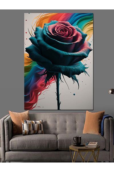 Tablomega Pânză decorativă cu trandafir colorat - Lemn MDF