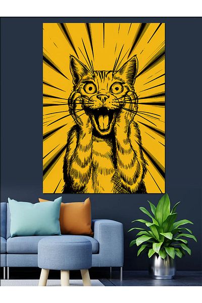 Tablomega Pânză decorativă Cat Surprised - Lemn MDF