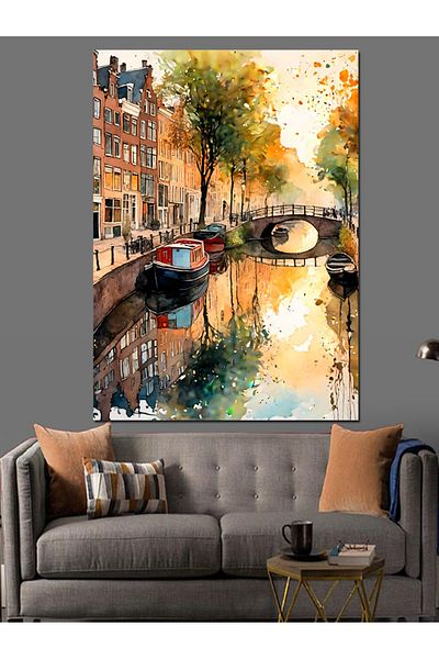 Tablomega Amsterdam Homes Canvas Decorativ - Lemn MDF