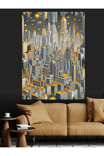Tablomega Pânză decorativă oraș abstract - pictură din lemn MDF