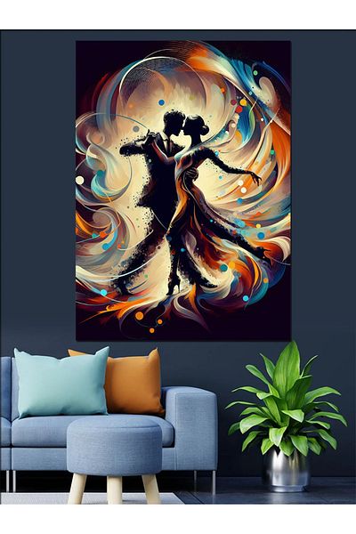 Tablomega Pereche Dansatoare Pânză Decorativă Abstractă - Lemn MDF