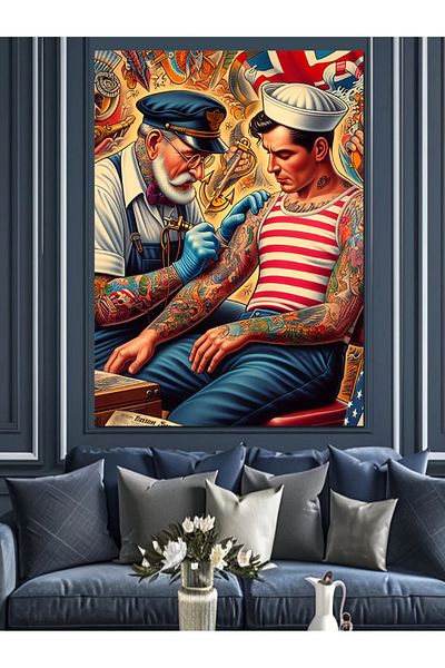 Tablomega Pânză decorativă Tattooing Sailor - MDF Lemn