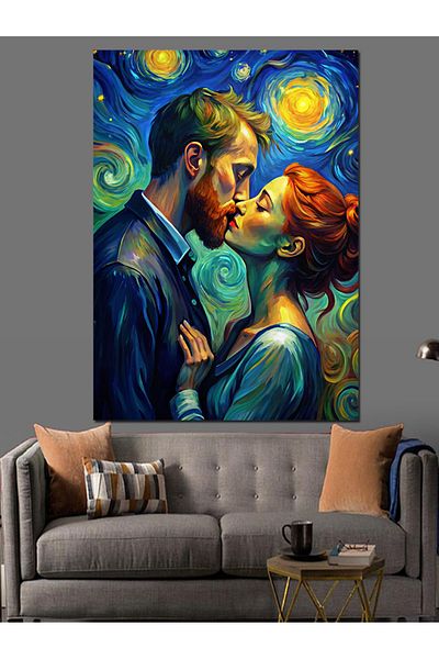 Tablomega Διακοσμητικός καμβάς Kiss σε στυλ Van Gogh - Ξύλινος πίνακας MDF