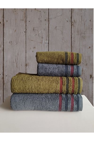 begenal home 100% Cotton 2 Pieces 100X150 cm Bath Towels and 2 Pieces 50X90 cm Hand Face Towels