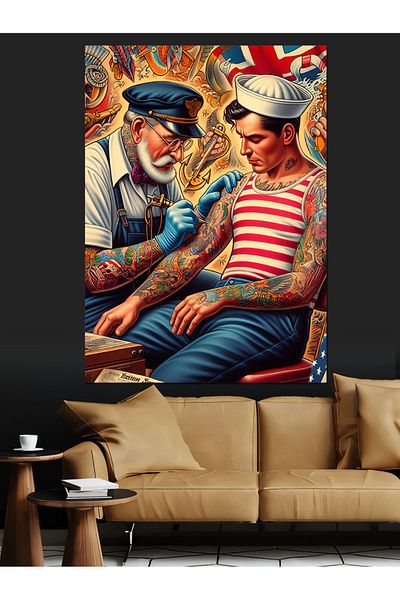 Tablomega Pânză decorativă Tattooing Sailor - MDF Lemn