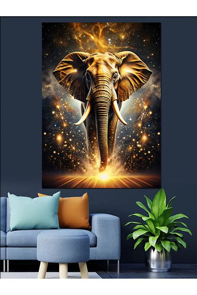 Tablomega Elefant din cer Pânză decorativă - Lemn MDF