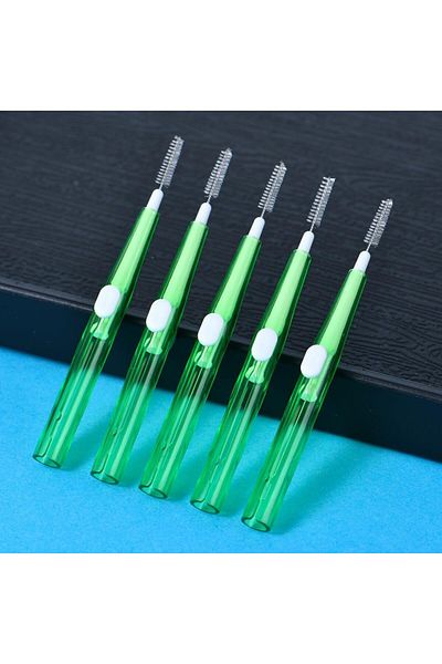 COOYA Dental Floss, Push-Pull Interdental Brush, Dental Toothpick Floss for Braces 60 PCS (Green)