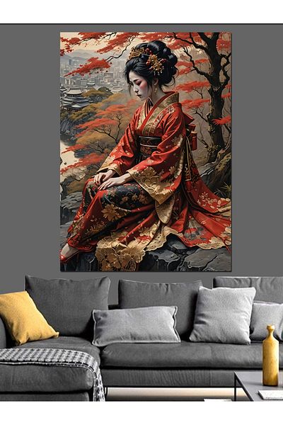 Tablomega Pânză decorativă pentru femei japoneze - Lemn MDF