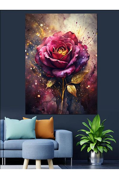 Tablomega Pânză decorativă trandafir roz - Lemn MDF
