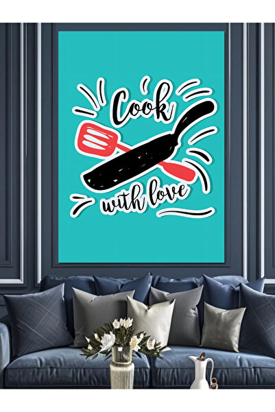 KanvasSepeti Pictură în ulei cu tematică de bucătărie „Să coacem cu dragoste”...
