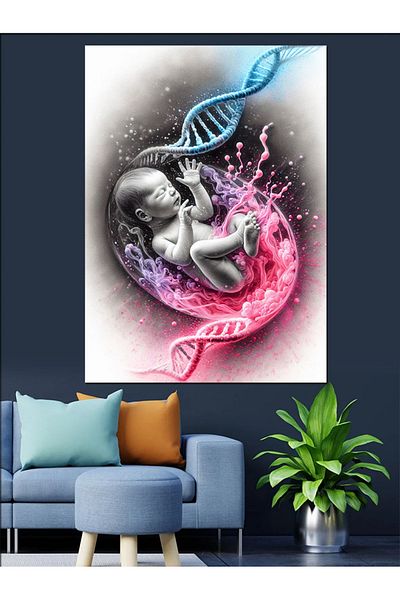 Tablomega Pânză decorativă Bebeluș în Uterul - Lemn MDF