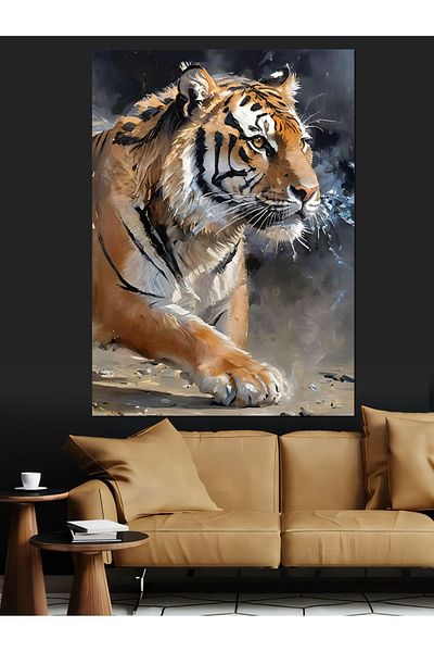 Tablomega Pânză decorativă Tiger Angry - Lemn MDF
