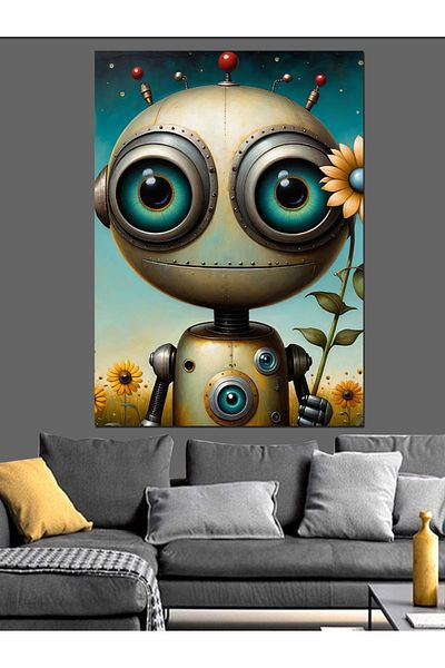 Tablomega Pânză decorativă robot drăguț - MDF Lemn