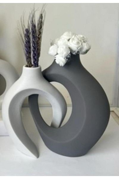 BLANJ Light Gray Dark Gray Lover Vase Set of 2