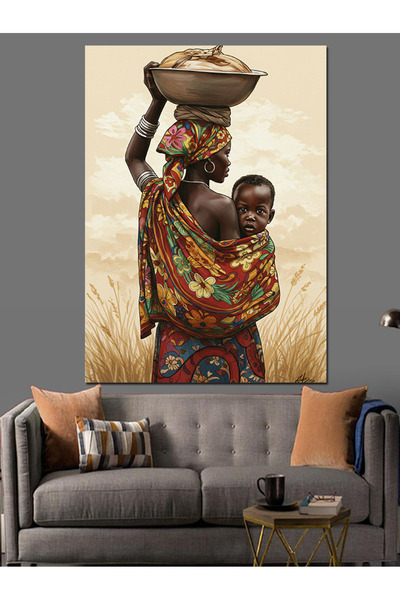 ekart Su Taşıyan Afrikalı Kadın Dekoratif Kanvas - Mdf Ahşap Tablo