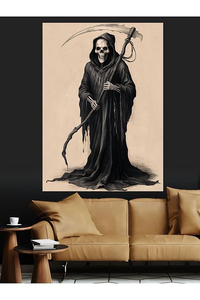 Tablomega Pânză decorativă Charcoal Grim Reaper - Lemn MDF