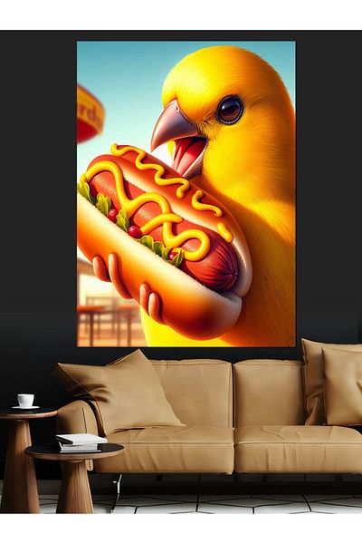 Tablomega Hotdog Niece Canary Canvas Decorativ - MDF Lemn