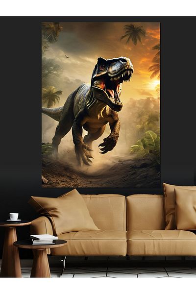 Tablomega Pânză decorativă Dinozaur care alergă - Lemn MDF