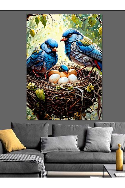Tablomega Pânză decorativă Blue Birds - Lemn MDF