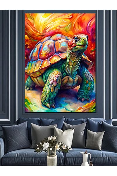 Tablomega Pânză decorativă broască țestoasă colorată - Lemn MDF