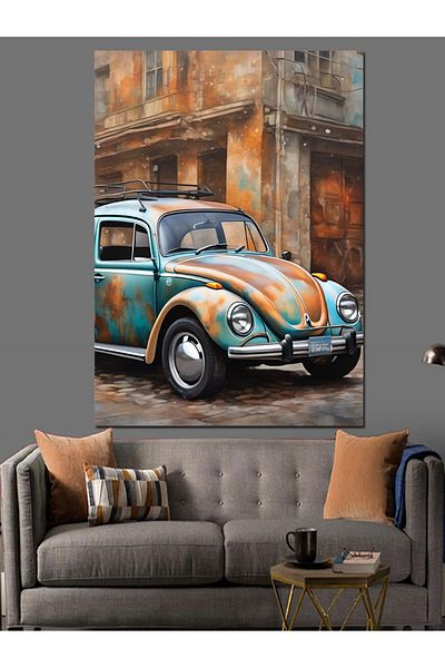 Tablomega Pânză decorativă Retro Turtle Car - Lemn MDF
