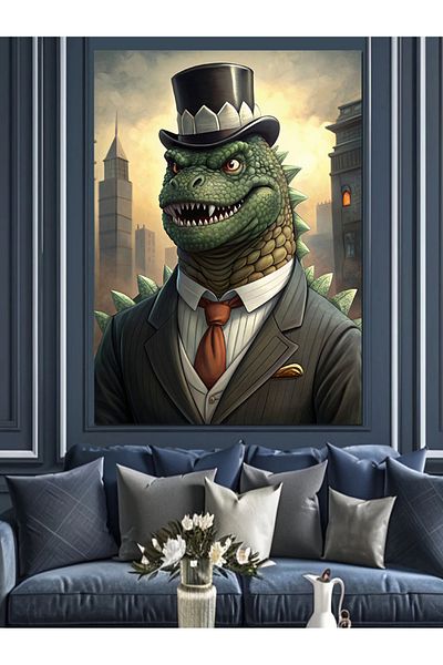 Tablomega Dinozaur în costum Pânză decorativă - Lemn MDF