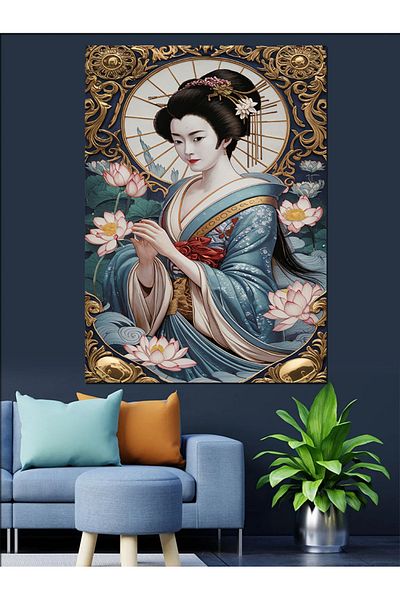 Tablomega Pânză decorativă pentru femei japoneze - Lemn MDF