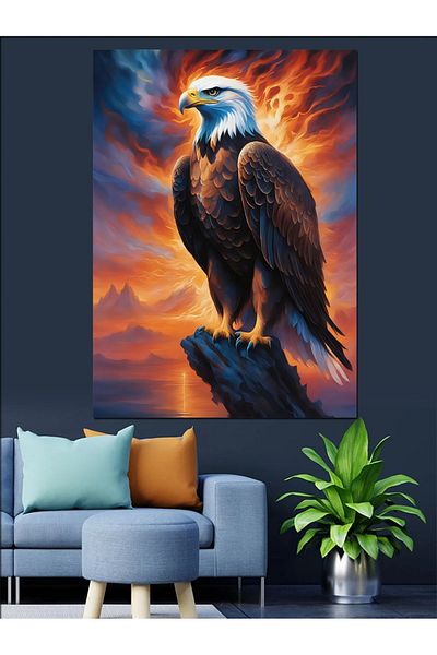 Tablomega vultur și apus de soare Pânză Decorativă - Lemn MDF