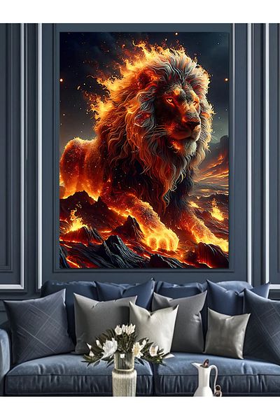 Tablomega Pânză decorativă Flame Lion - Lemn MDF