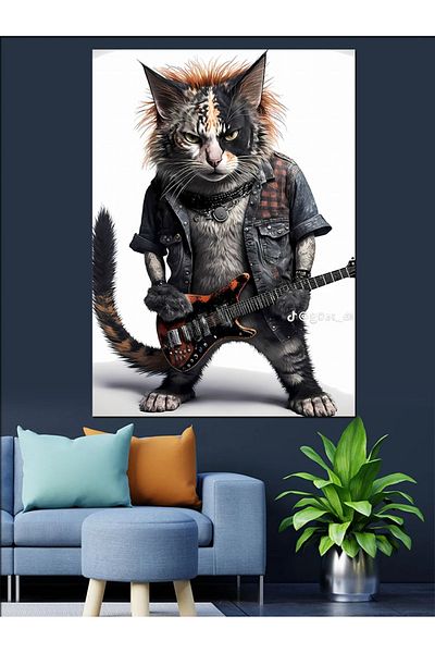Tablomega Pânză decorativă Metalci Cat - Lemn MDF