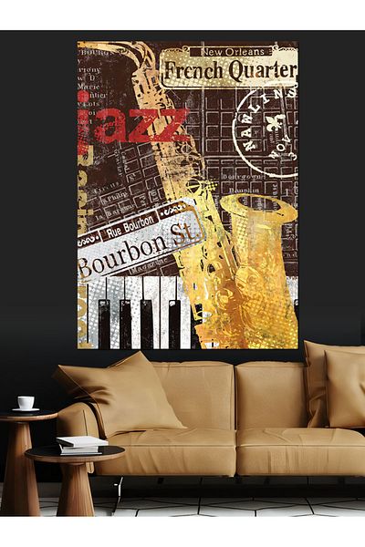 Tablomega Pânză decorativă pentru pian cu tematică jazz - pictură din lemn MDF