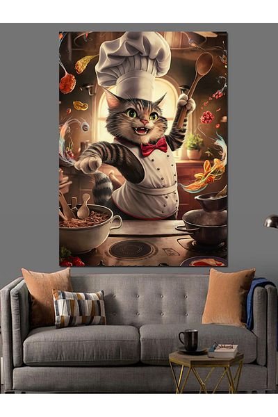 Tablomega Canvas Decorativ Tigru în Bucătărie - Lemn MDF