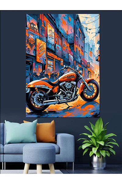 Tablomega Pânză decorativă pentru motociclete Chopper - MDF Lemn