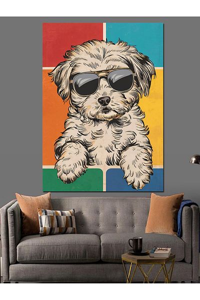Tablomega Câine cu ochelari Canvas decorativ - Lemn MDF