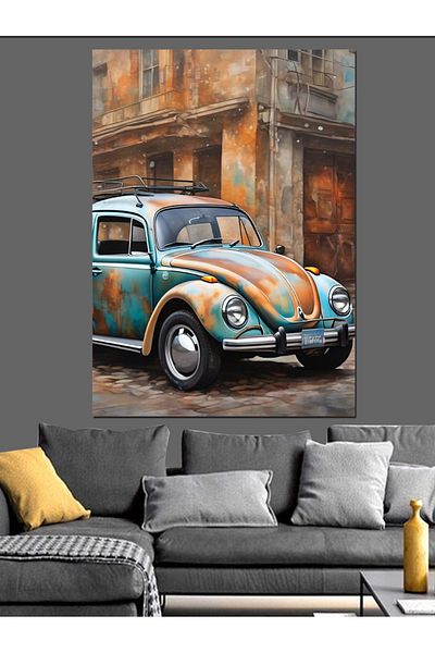 Tablomega Pânză decorativă Retro Turtle Car - Lemn MDF