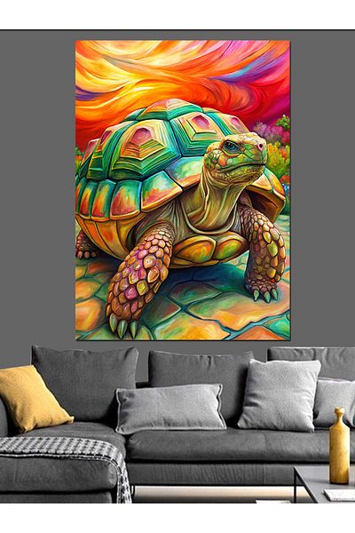 Tablomega Pânză decorativă broască țestoasă colorată - Lemn MDF