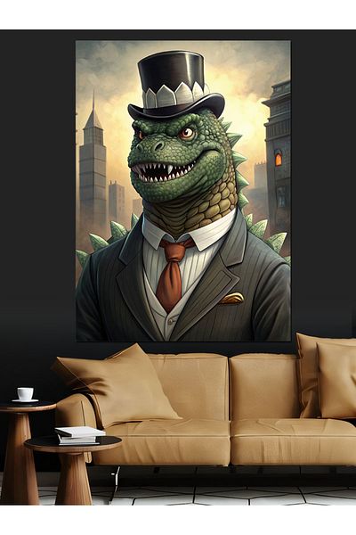 Tablomega Dinozaur în costum Pânză decorativă - Lemn MDF