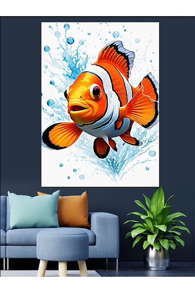 Tablomega Διακοσμητικός καμβάς Clownfish - Ξύλινος πίνακας MDF