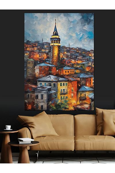Tablomega Pânză decorativă cu vedere la Istanbul - Lemn MDF