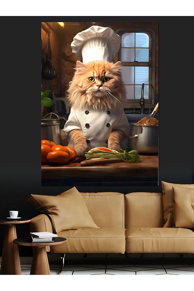 Tablomega Pânză decorativă Cook Cat - Lemn MDF