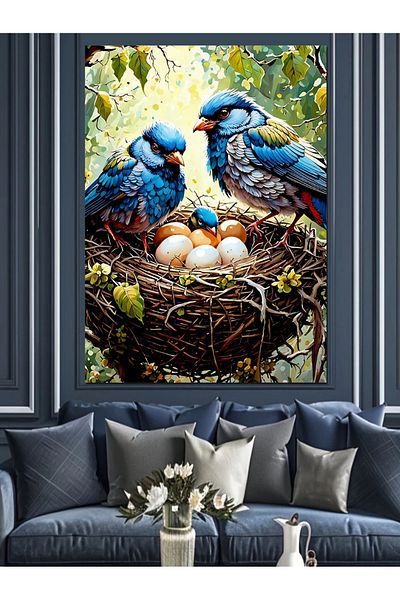 Tablomega Pânză decorativă Blue Birds - Lemn MDF