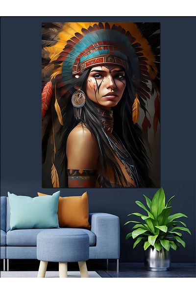 Tablomega Pânză decorativă Indian Girl - Lemn MDF