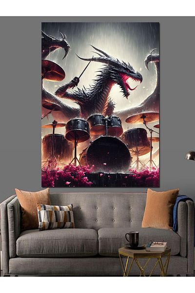 Tablomega Pânză decorativă Dragon care cântă la tobă - MDF Lemn