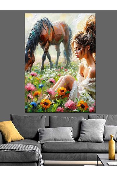 Tablomega Cai maro și pânză decorativă pentru femei - Lemn MDF
